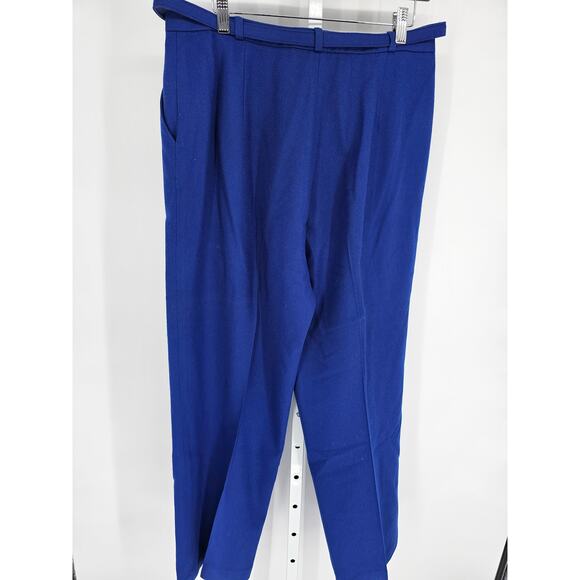 Country Suburbans Womens Sz 18 Belted 100% Wool Dress Pants Bright Blue Vtg - Picture 7 of 7